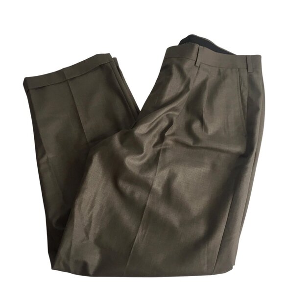 Perry Ellis America Dress Pants Mens 40x32 Brown Pleated Cuffed Front Slacks - Picture 1 of 16